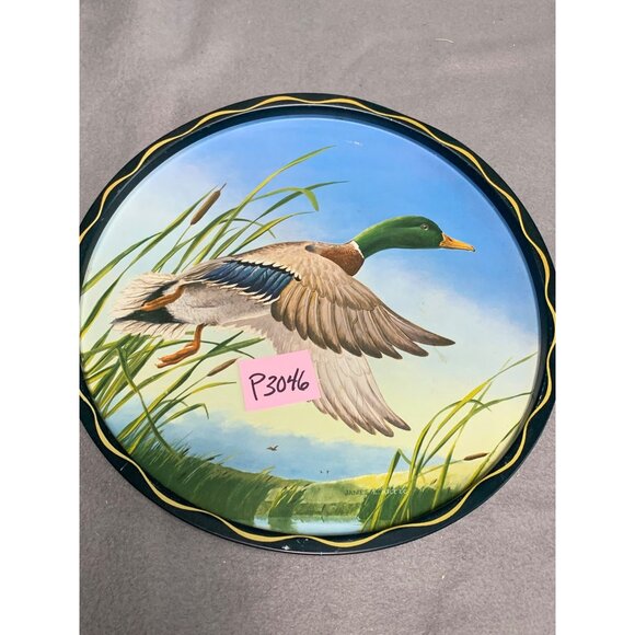 Vintage Metal Duck Themed Wall Decor Plate by James Artig 11" Round Nature Art - Picture 13 of 13